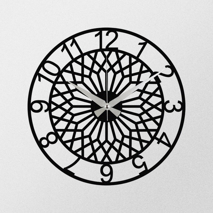 Wallity Reloj de Pared Decorativo S009 de Metal Negro 48x48 cm